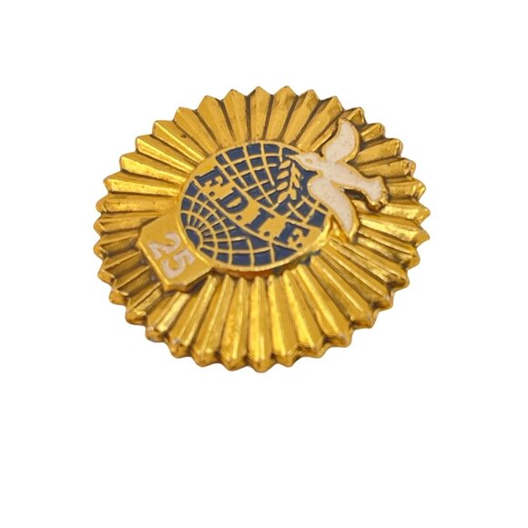 Vintage FDLE 25 Year Service Pin Gold and Blue Enamel Badge Soviet Era Collectib - Picture 4 of 5